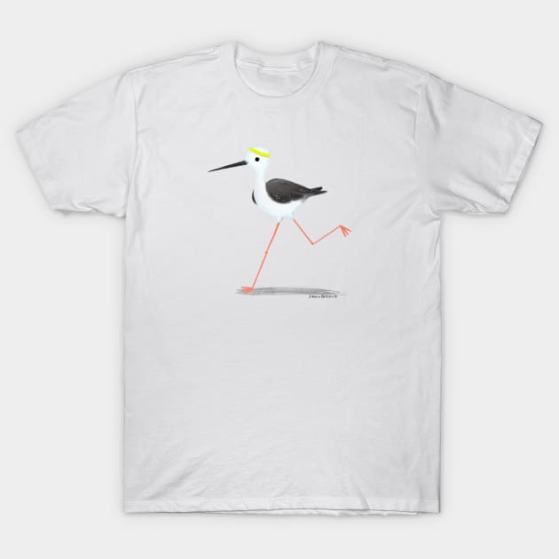 Black Winged Stilt Bird Marathonist T-Shirt by julianamotzko